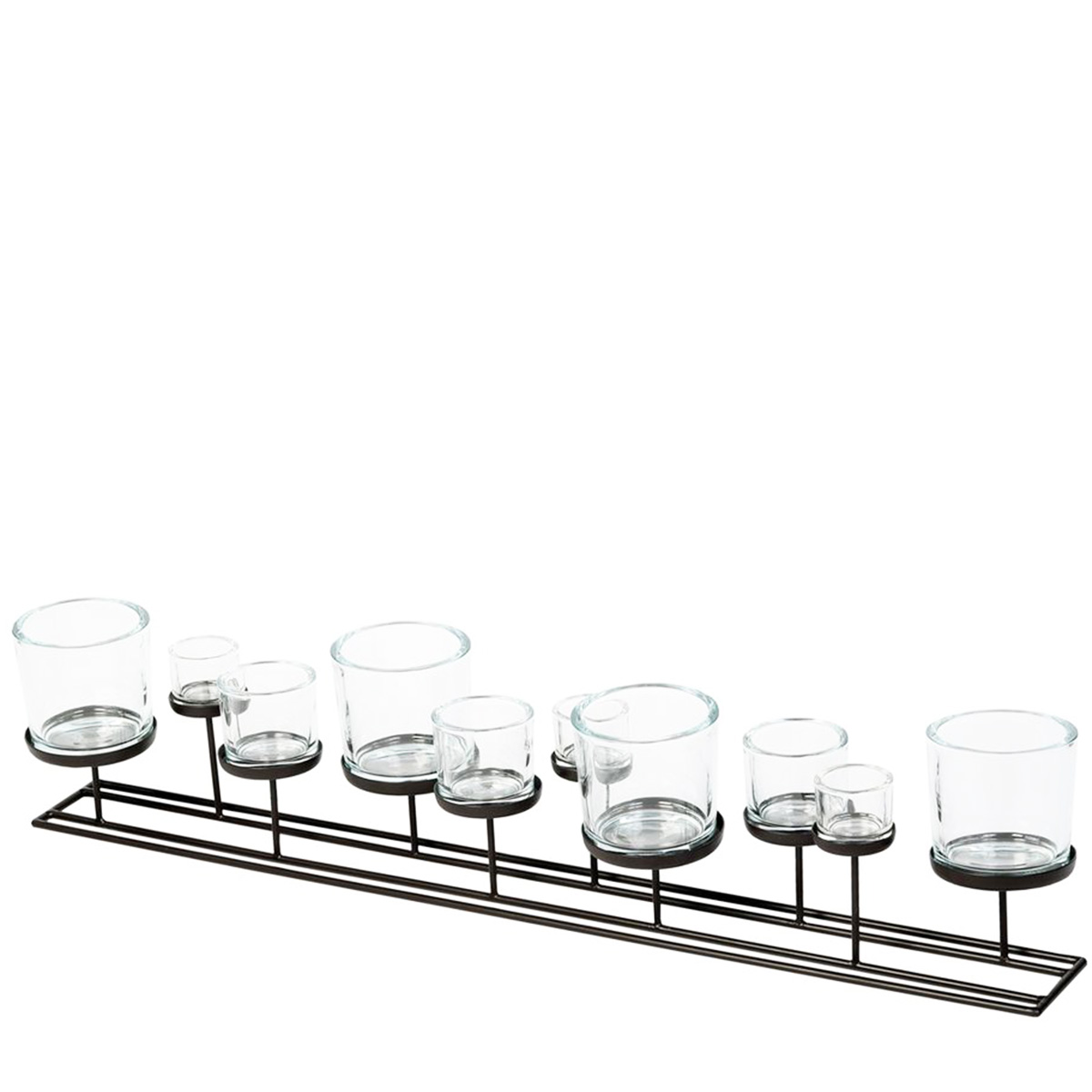 Eisen Windlicht Lincoln hoch, 10 Gläser in unterschiedlichen Größen, 100cm, WMG Grünberger