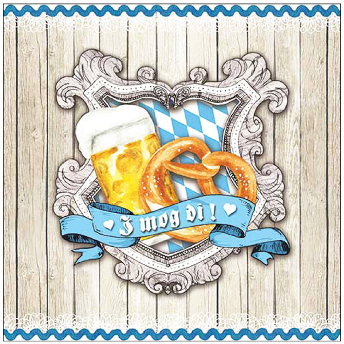 Ambiente Servietten Bayern, I mog di, Bier und Breze, 33x33cm