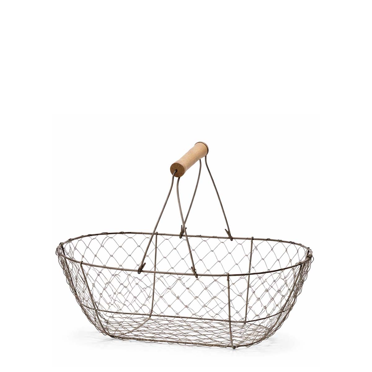 Deko Korb mit Henkel, Drahtkorb oval mit Bügel, 20cm