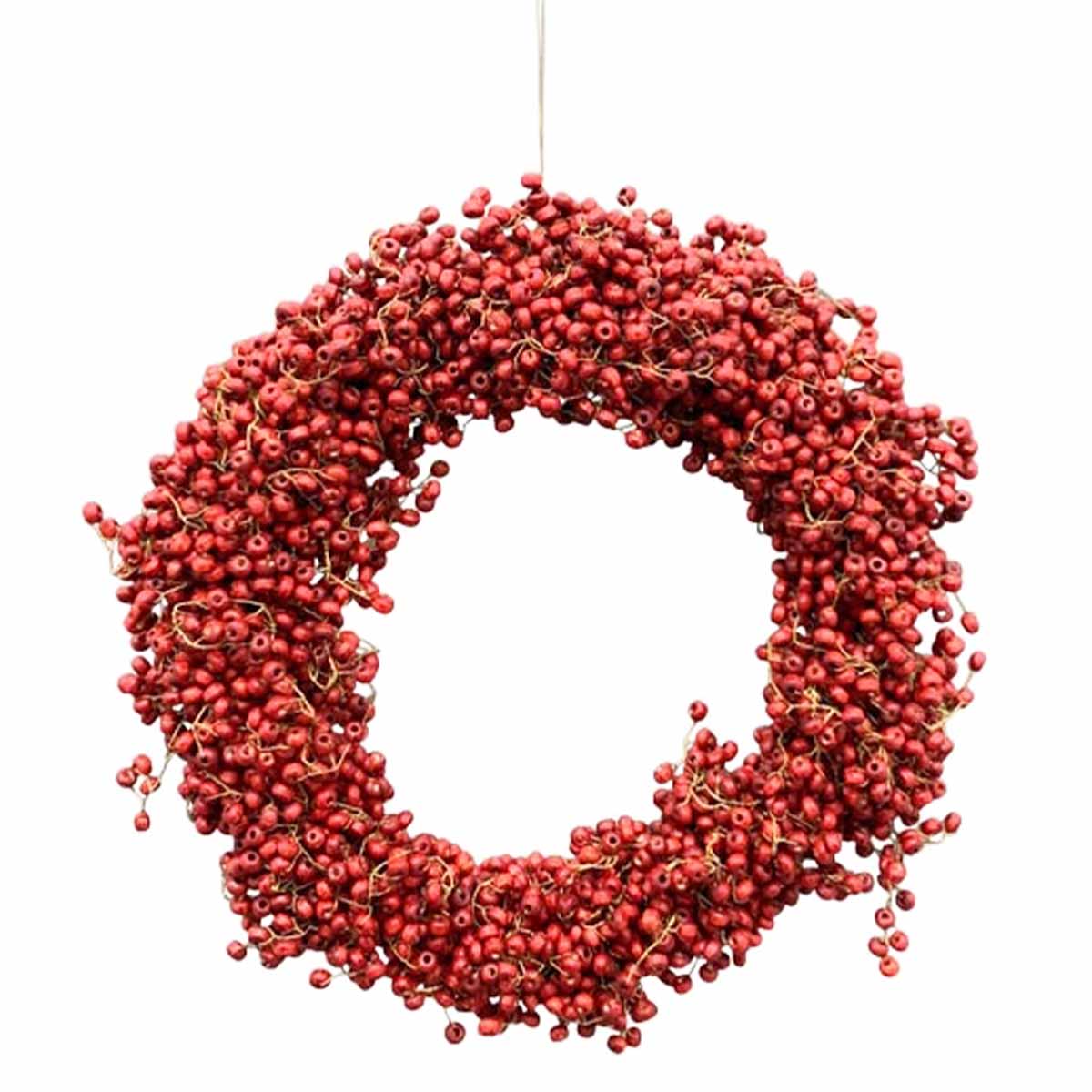 270204_01J9CARMM25DXHMMQG2W03AZJ1 Deko Perlenkranz Aride rot, Kranz aus roten Holzperlen, Weihnachtskranz, Ø28cm