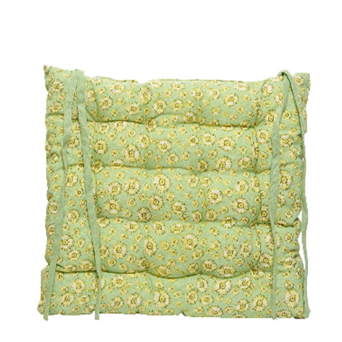 Stuhlkissen Karo hellgrün, mit Bändern, 40x40cm, Baumwolle