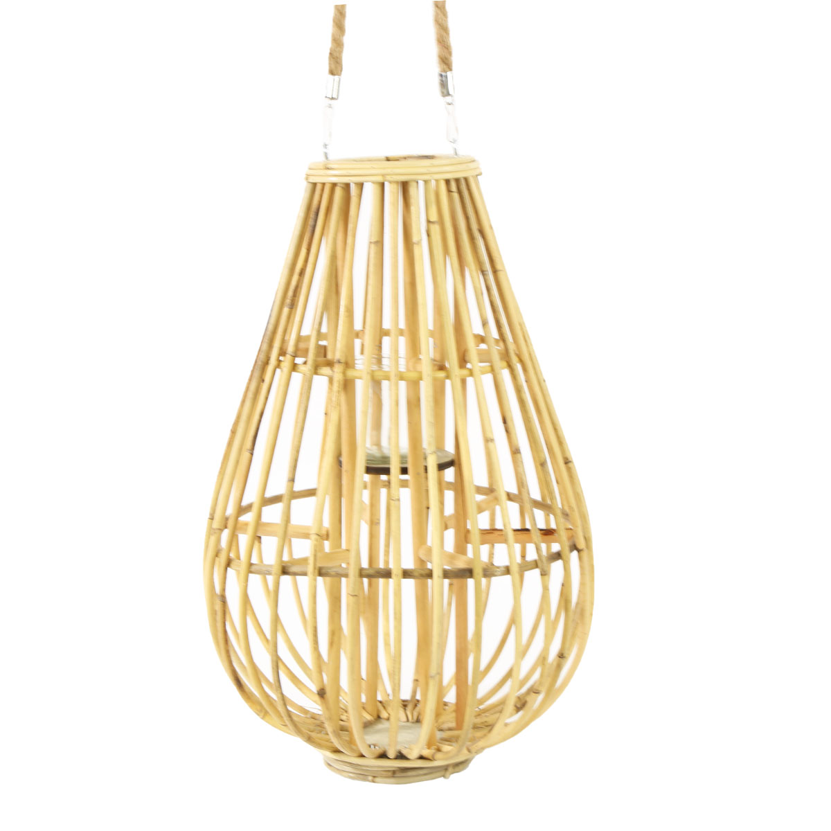 01895eby7yfy5V1xyl Deko Windlicht Rattan natur, Korbwindlicht Boho mit Henkel, 50cm