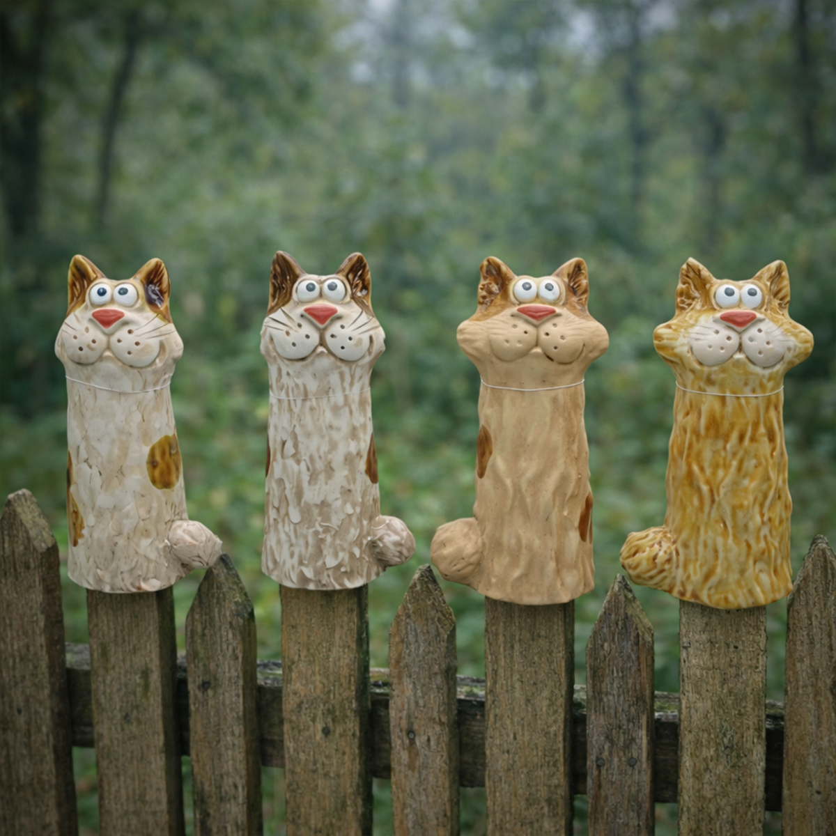 Zaunhocker Katze, 24cm, Keramik