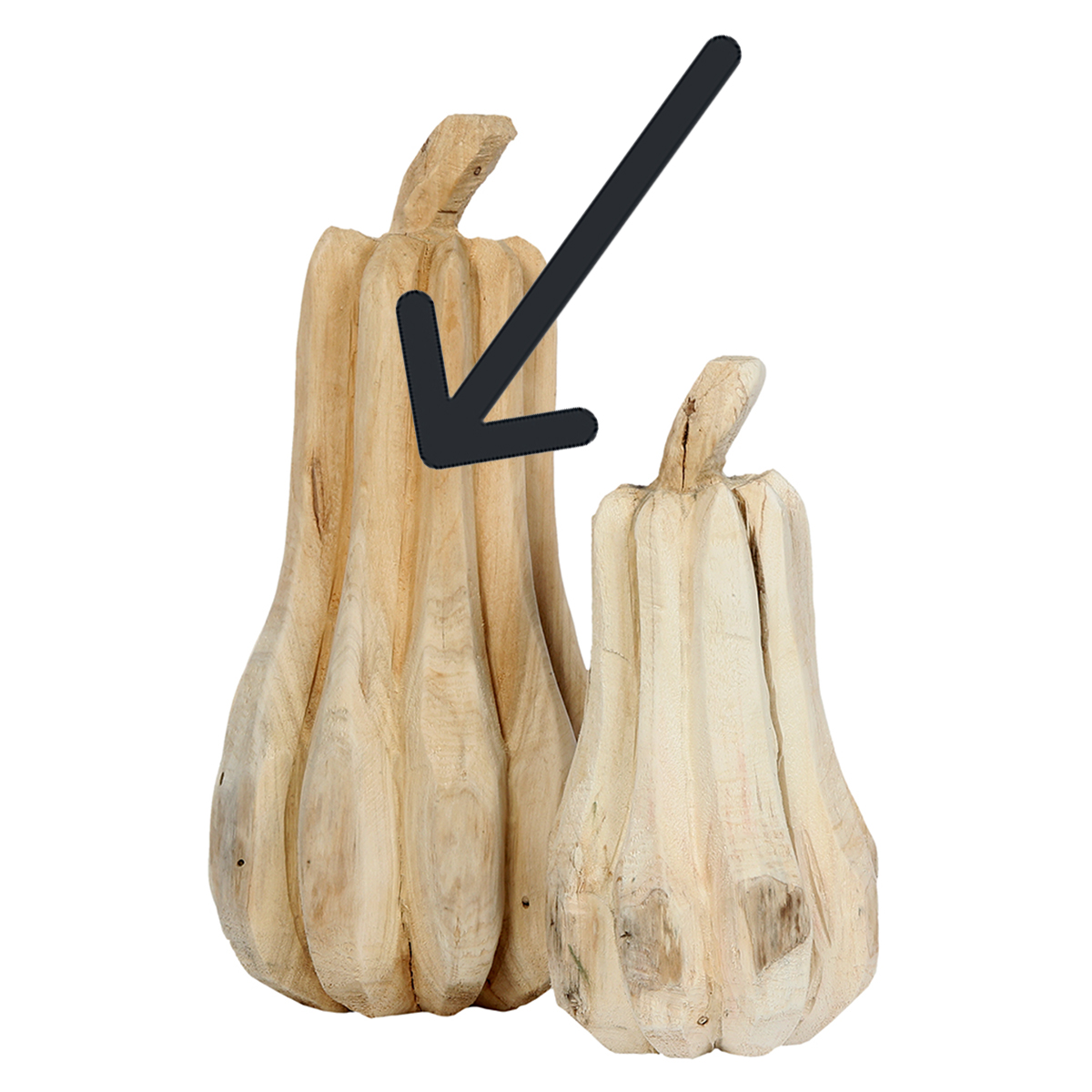 Deko Kürbis Natur, schmaler Kürbis aus Naturholz, 55cm, WMG Grünberger