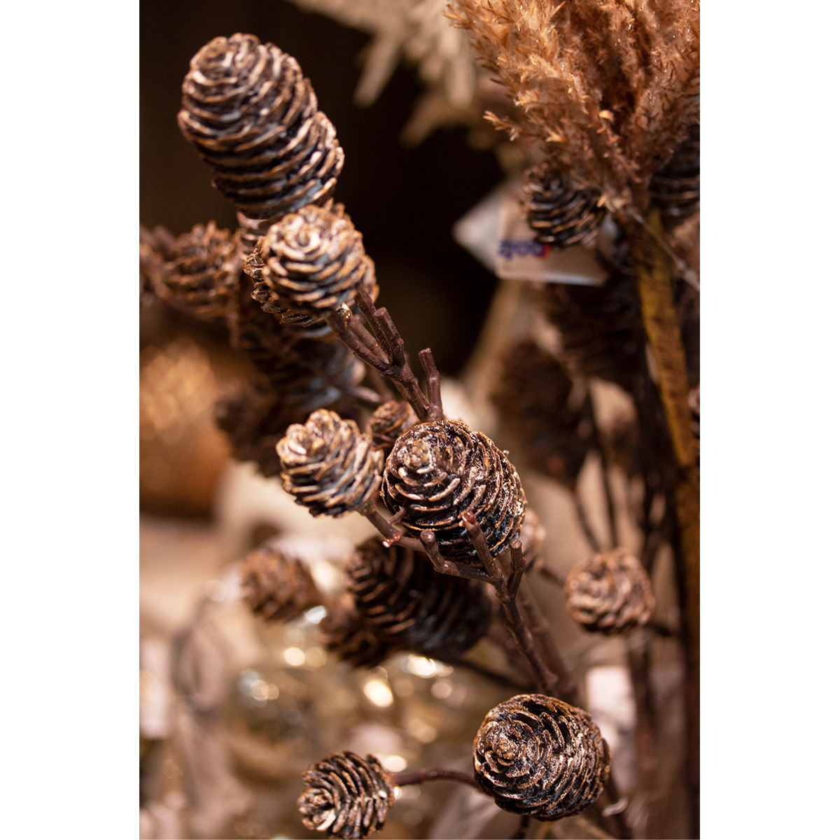 Kunstpflanze Zweig Tannenzapfen, braun, 71cm
