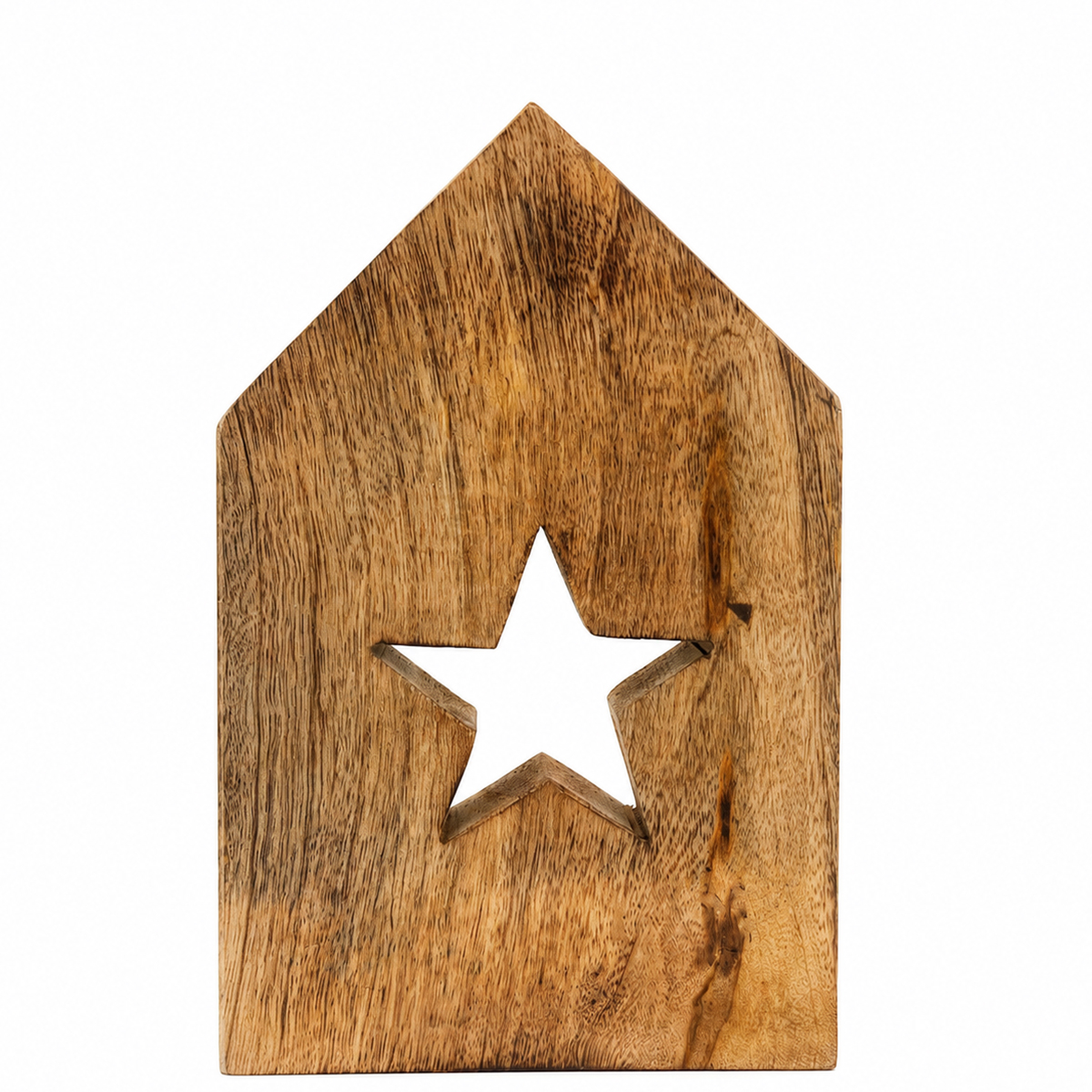 Deko Holzhaus Weihnachten, Haus mit ausgeschnittenem Stern, 19cm