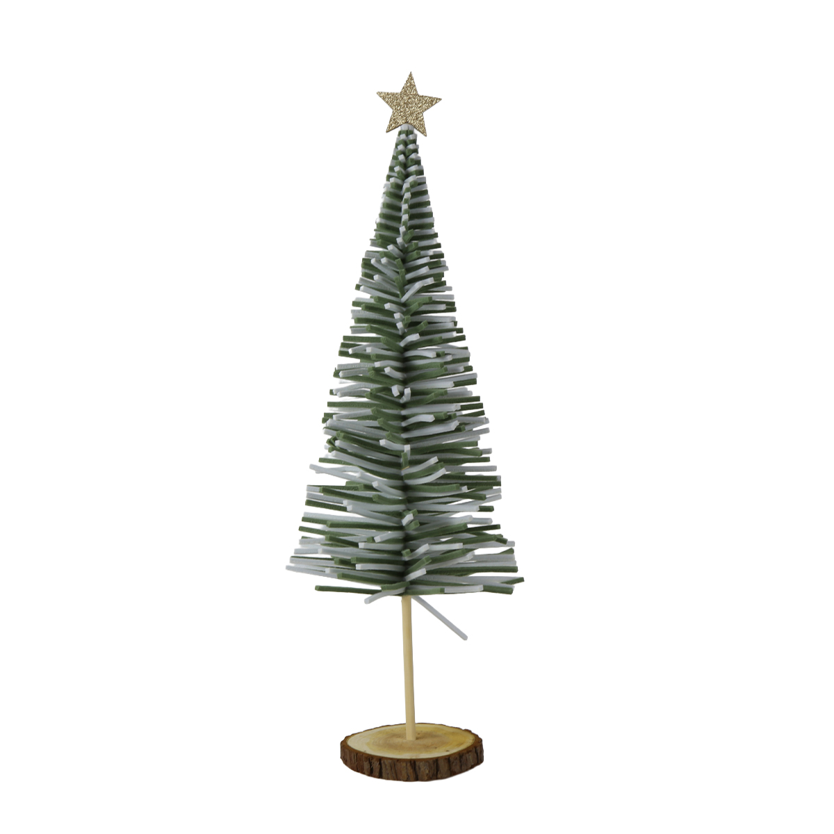 Deko Tannenbaum mit Goldstern, Filzbaum 2-farbig auf Holzfuß, 71cm