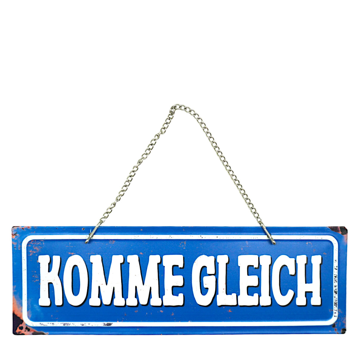 052-1192_01JRJM4EJJQPFPGRP3SZ0RWEJP9b4affSlTA5DV Metall Schild mit Spruch: Komme gleich, 30x10cm, Hänger, Gerrys Garden