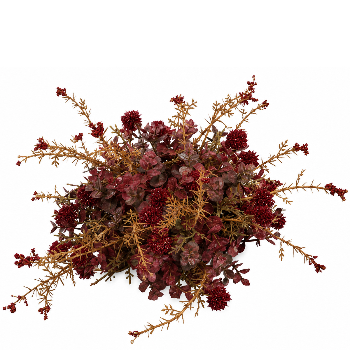 Künstliche Halbkugel Herbstgesteck, Gesteck in Rot-Grüntöne, Herbstdekoration