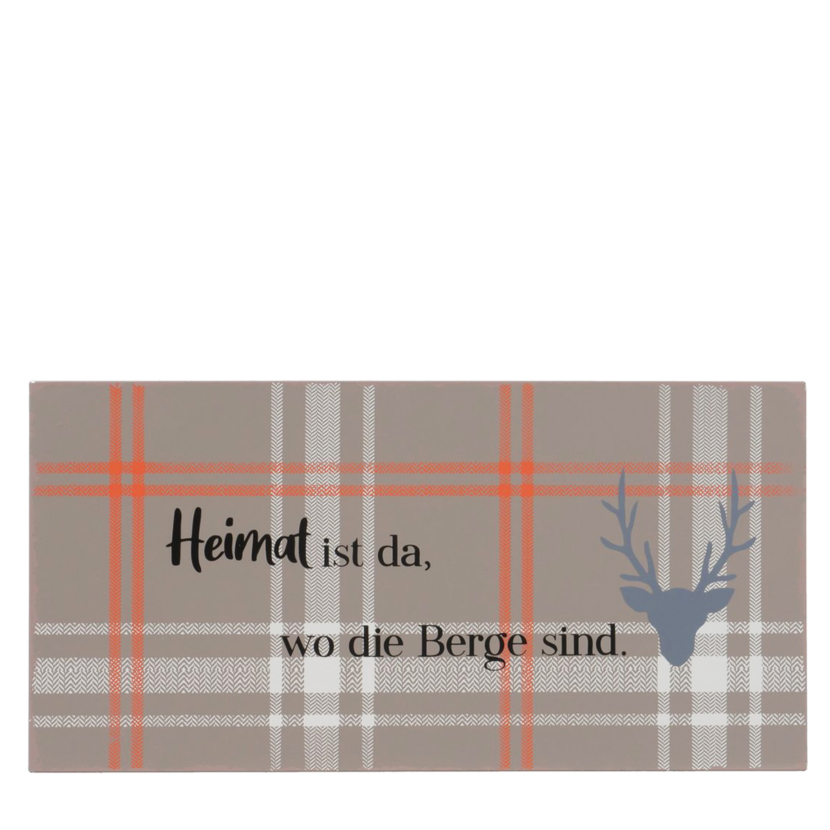 2051583-3_01J4S1W5018ZQ6H7SK5DNPXD6D43GI0Jqu3205D Schild Hirsch Karo, Metallschild Heimat ist da..., 40x20cm, Boltze Home Collections