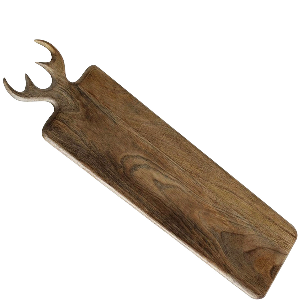 Holzbrett Hirsch Vaasa, Holz Schneidebrett mit Geweih, 15x55cm, Mangoholz, Boltze Home Collections