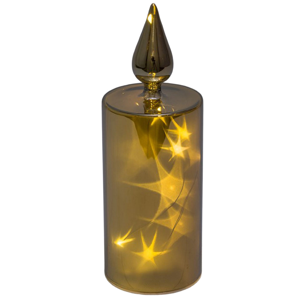 LED Glaskerze mit Sternenmotiv, glänzend braun, mit Timerfunktion, 21cm   