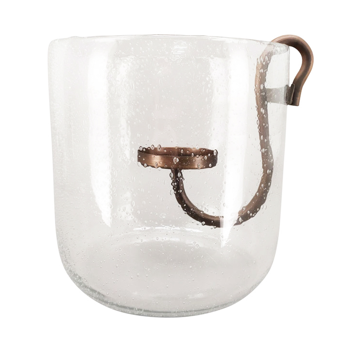 Deko Windlicht Verre, Glaswindlicht mit abnehmbaren Kerzenhalter aus Metall, 25x25cm