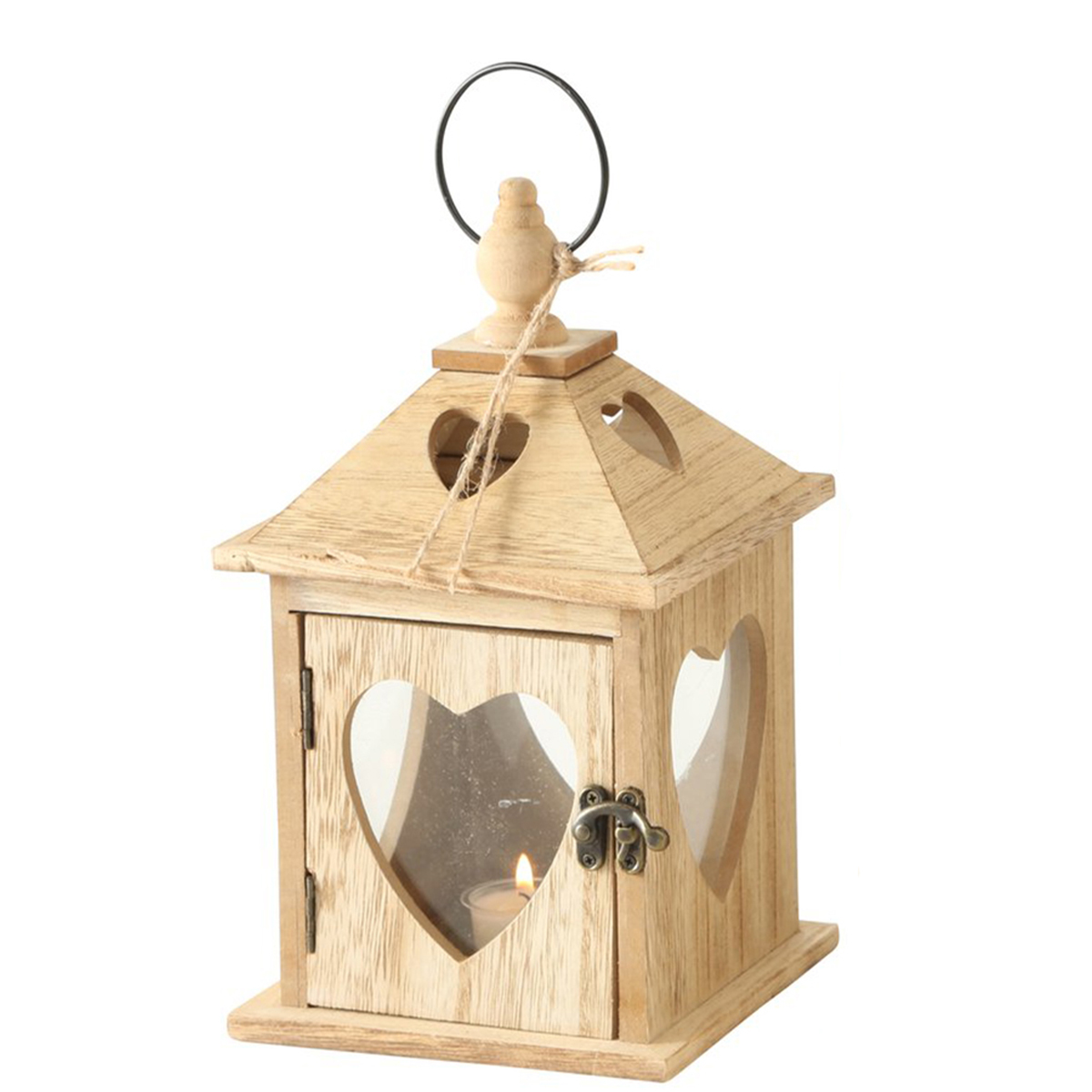 Windlicht Landhaus Jules, Holzlaterne mit Herz, 24cm, Boltze Home Collections