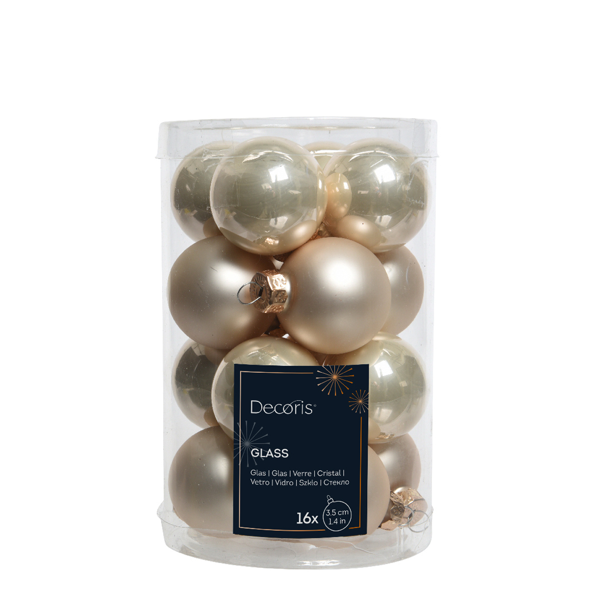 Mini Weihnachtsbaumkugeln aus Glas, perle emaille/matt, Ø3,5cm, 16St/Box, Decoris