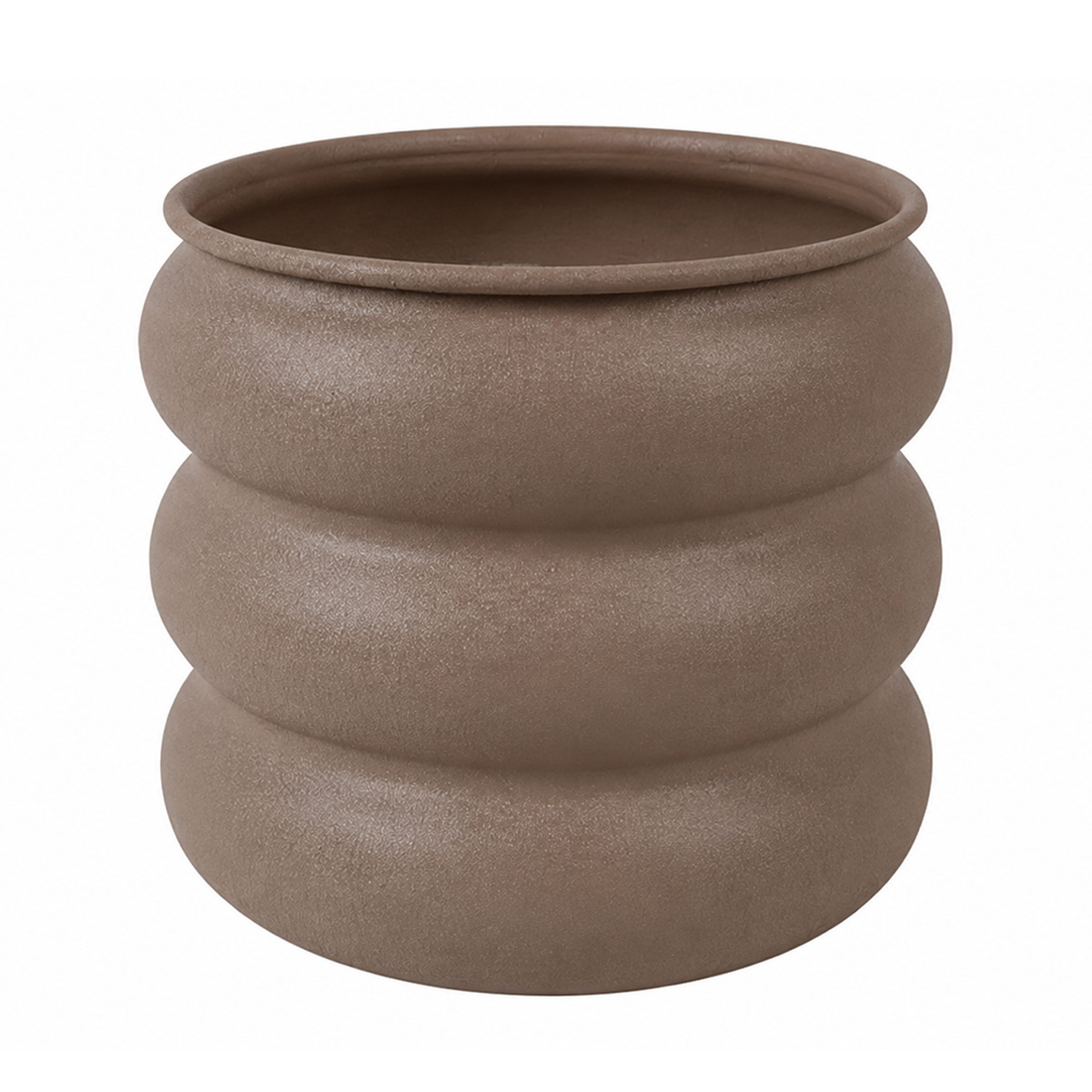 Übertropf aus mattem Metall mit 3 Ringen, braun, 15cm