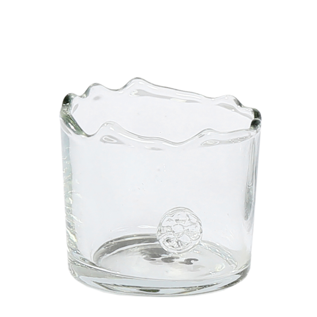 Windlicht Glas Organic mit unregelmäßigem Rand und Button, 8cm, WMG Grünberger