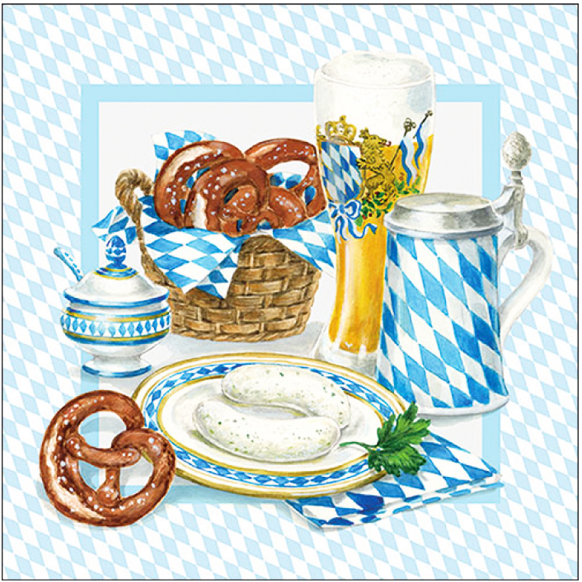 Ambiente Papierservietten Weißwurstfrühstück, 33x33cm