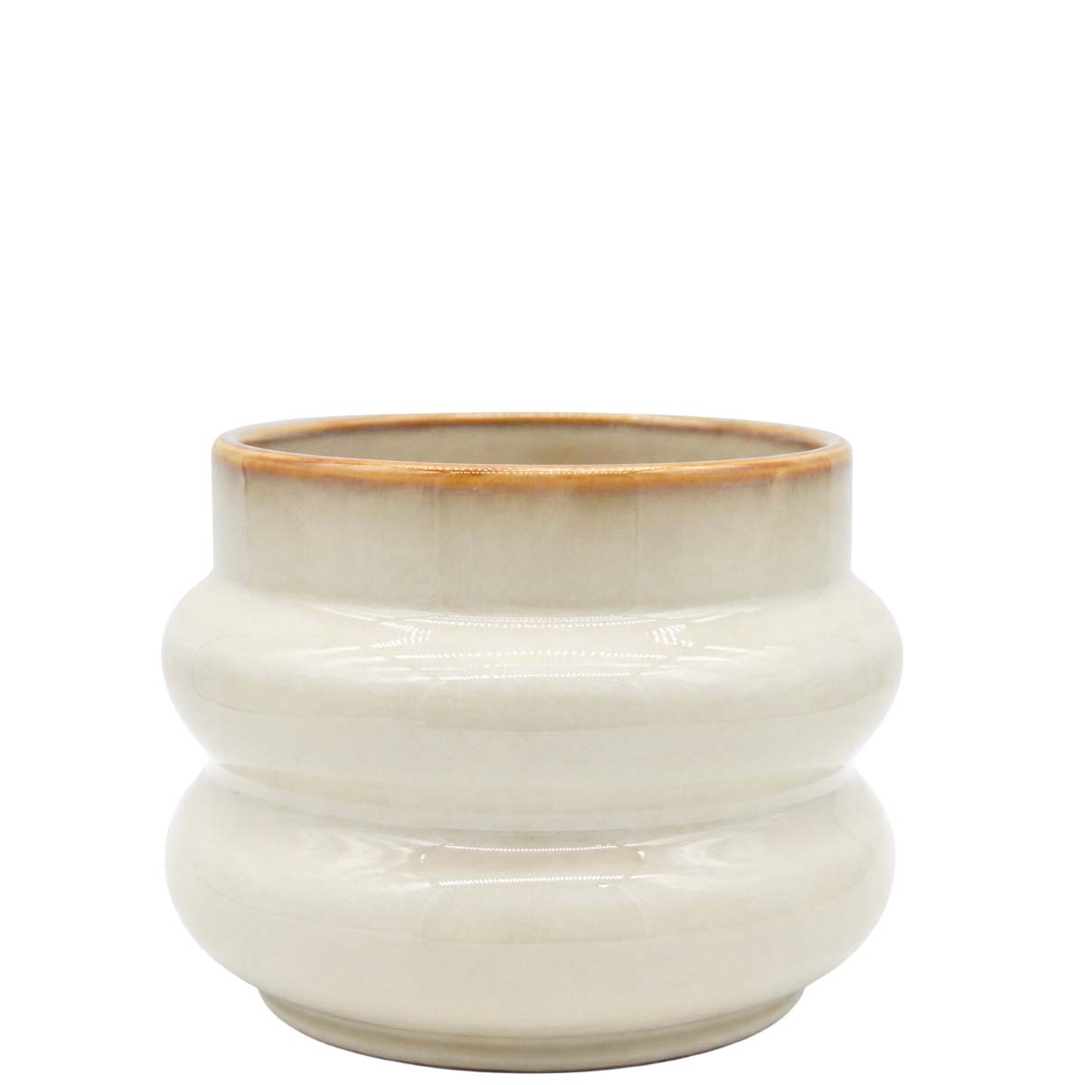 Deko Übertopf aus glasierter Keramik, Pflanztopf mit voluminöser, runder Formgebung, 11cm