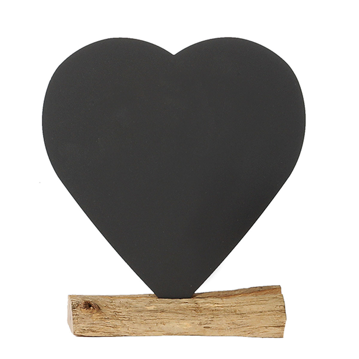Metallherz auf Holzsockel, Kreidetafel Herz, 20cm, WMG Grünberger