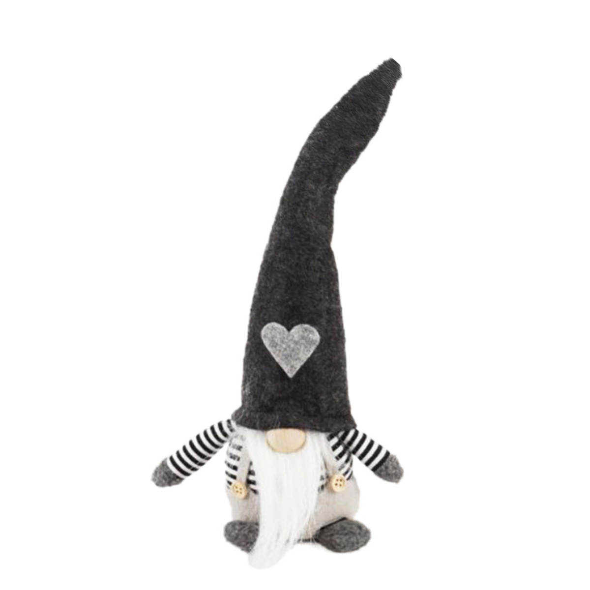 Deko Wichtel, Weihnachtszwerg Santa Brönie, dunkelgraue Filzmütze mit Herz, 40cm
