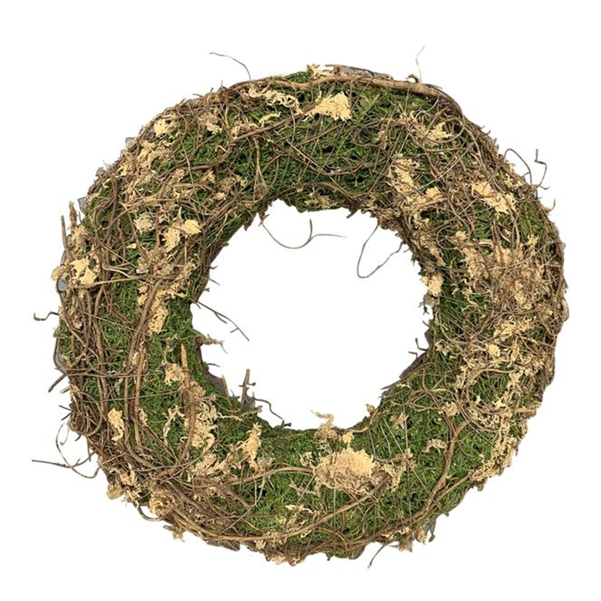 Deko Kranz aus Moos, Ästchen und Flechten, grüner Naturkranz, Ø35cm 