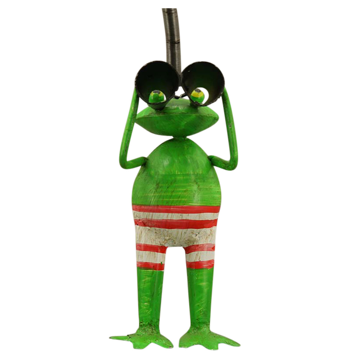 Deko Frosch Spanner used look, Metallfrosch mit Fernglas und Badehose, Hänger, 15cm