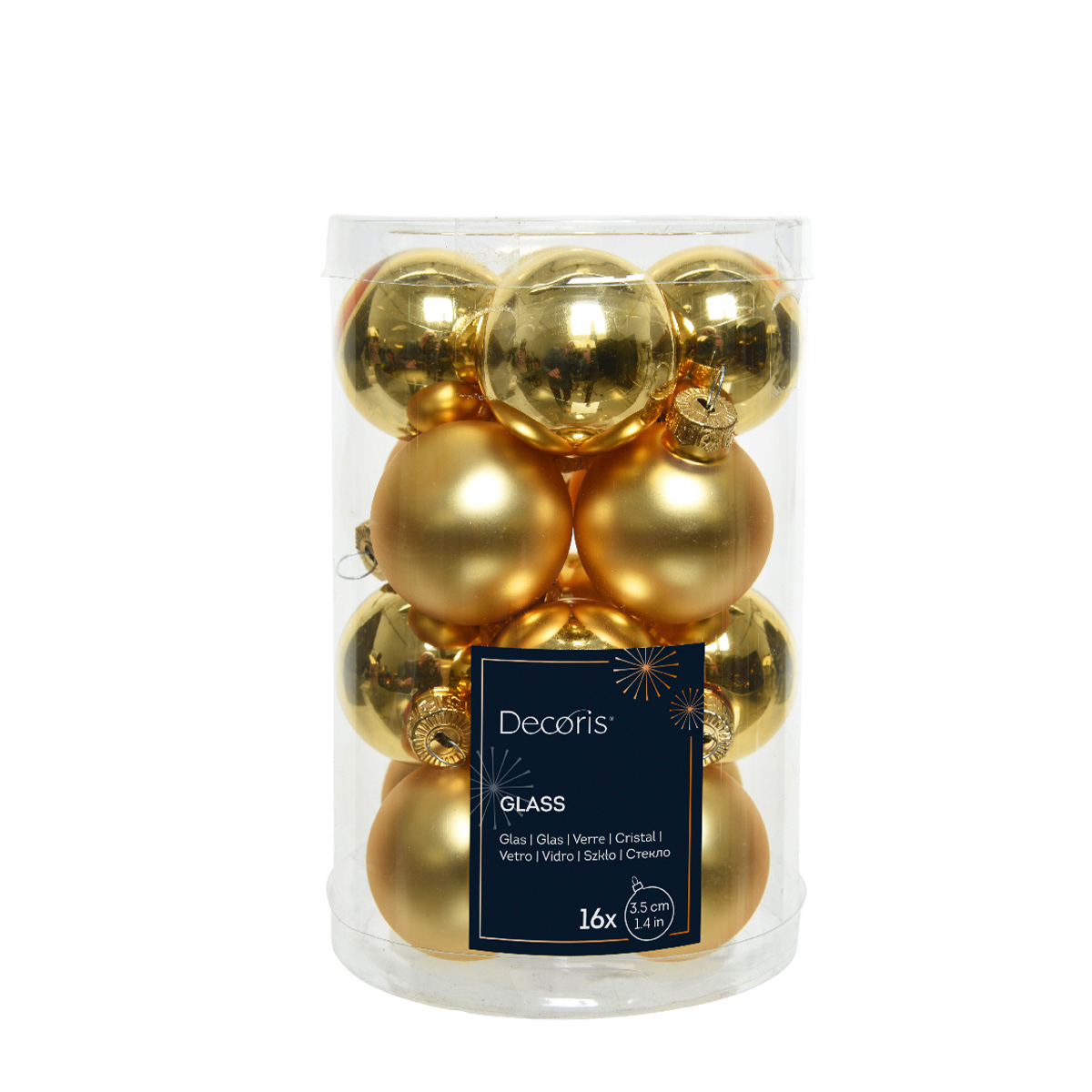 Mini Weihnachtsbaumkugeln aus Glas, gold glanz/matt, Ø3,5cm, 16St/Box, Decoris