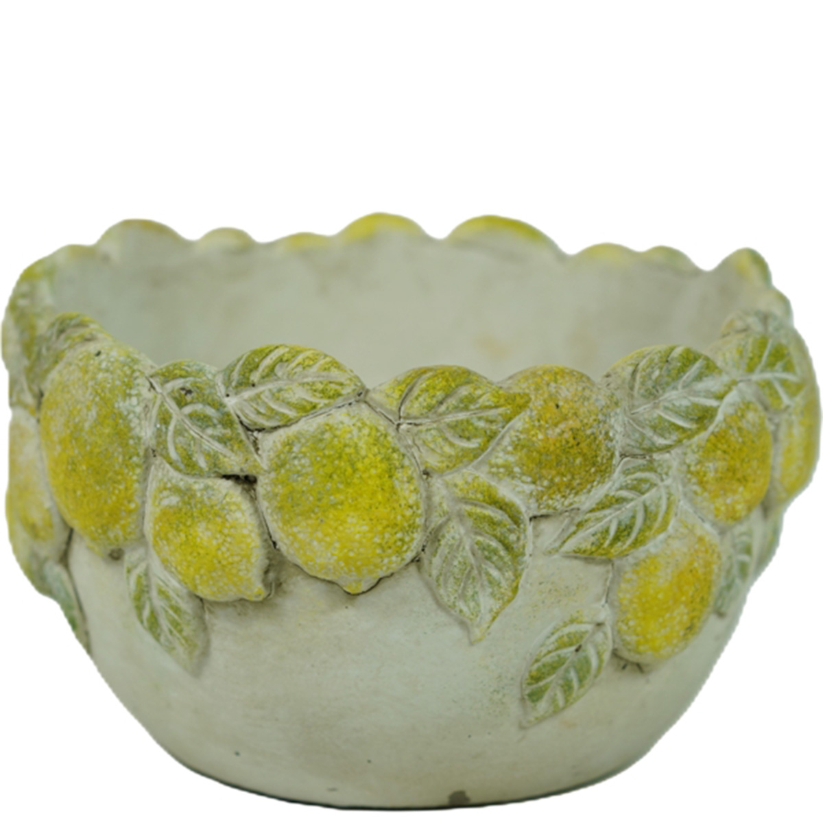 Pflanztopf Zitronen, Zement-Übertopf mit Zitronenrelief