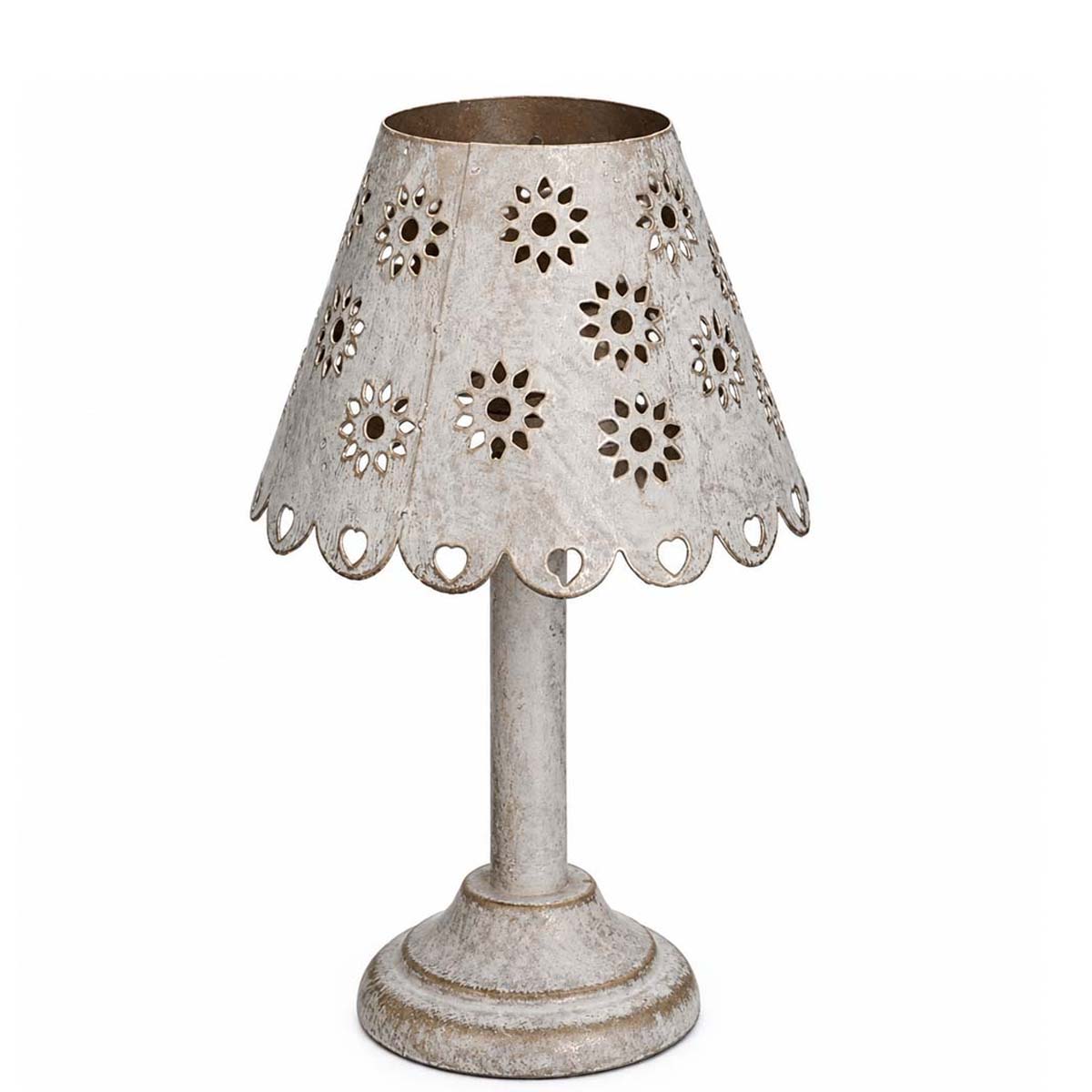 Stimmungsvoller Kerzenhalter in Lampenform - Metall im Shabby Chic Look