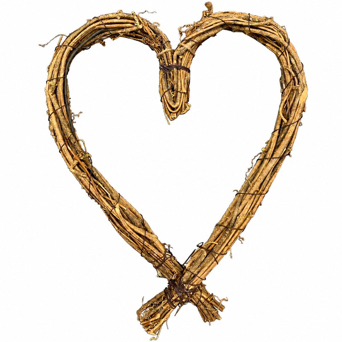 Deko Herz aus Rattan Natur, Naturherz gebunden, Bastelherz, 40cm 