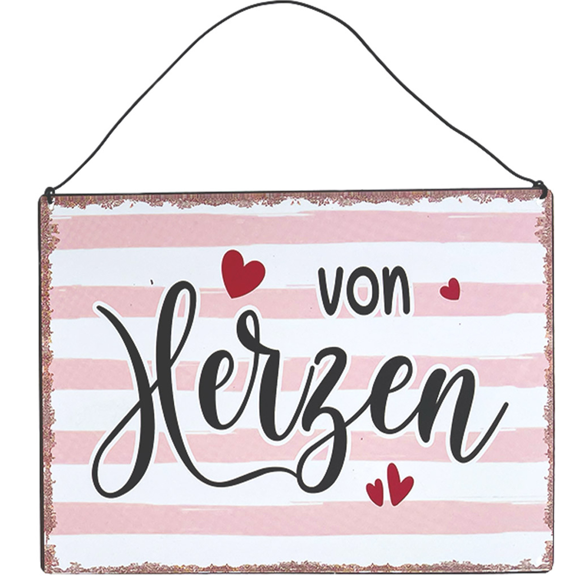 Metallschild Retro Look mit Spruch und Herzen: von Herzen