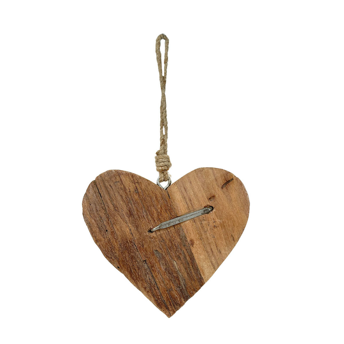 Deko Holzherz, rustikales Herz aus Naturholz mit Hufnagel, 12cm, Hänger