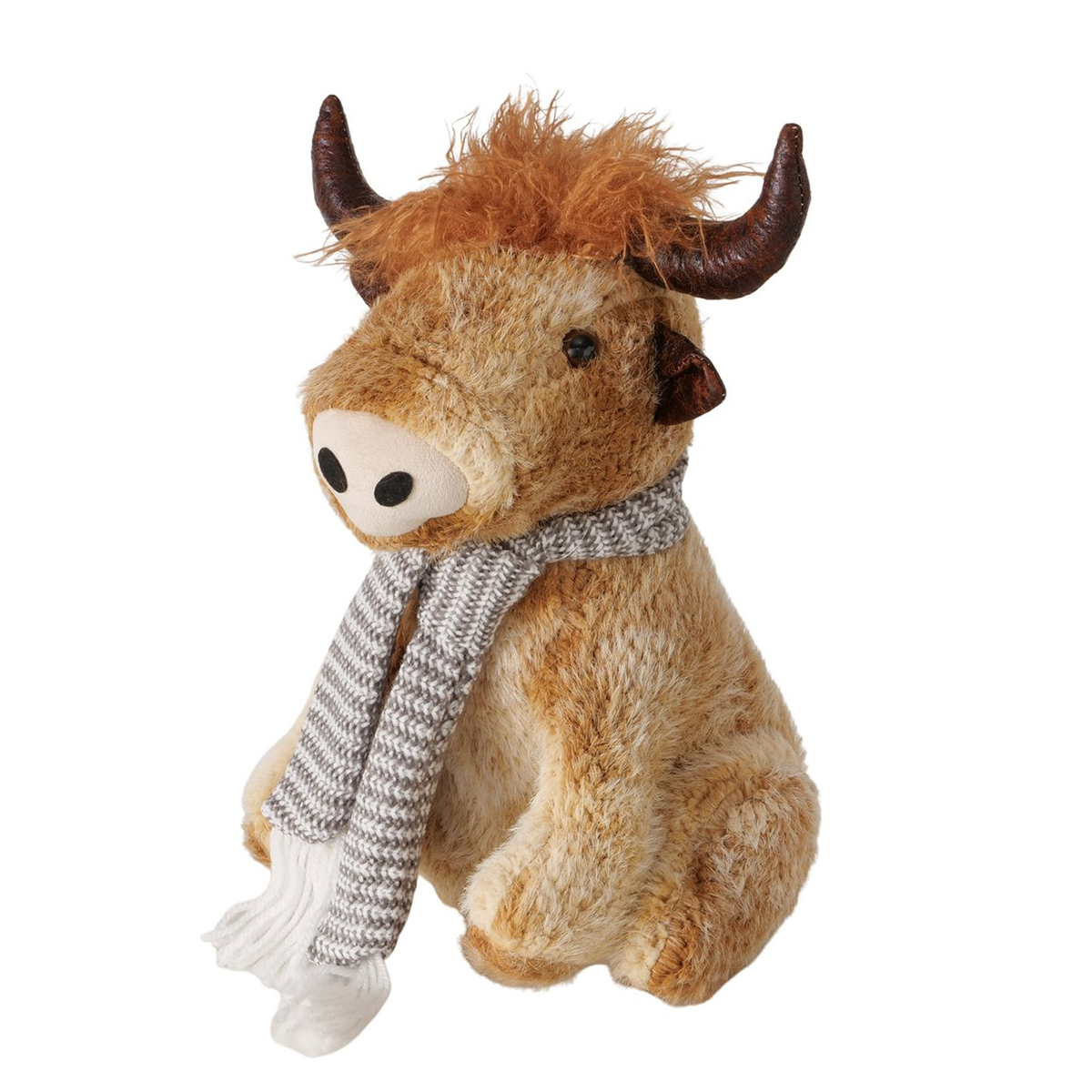 Plüsch Hochlandrind Buffy, Türstopper, kleiner brauner Büffel sitzend, 37cm, Boltze Home Collection