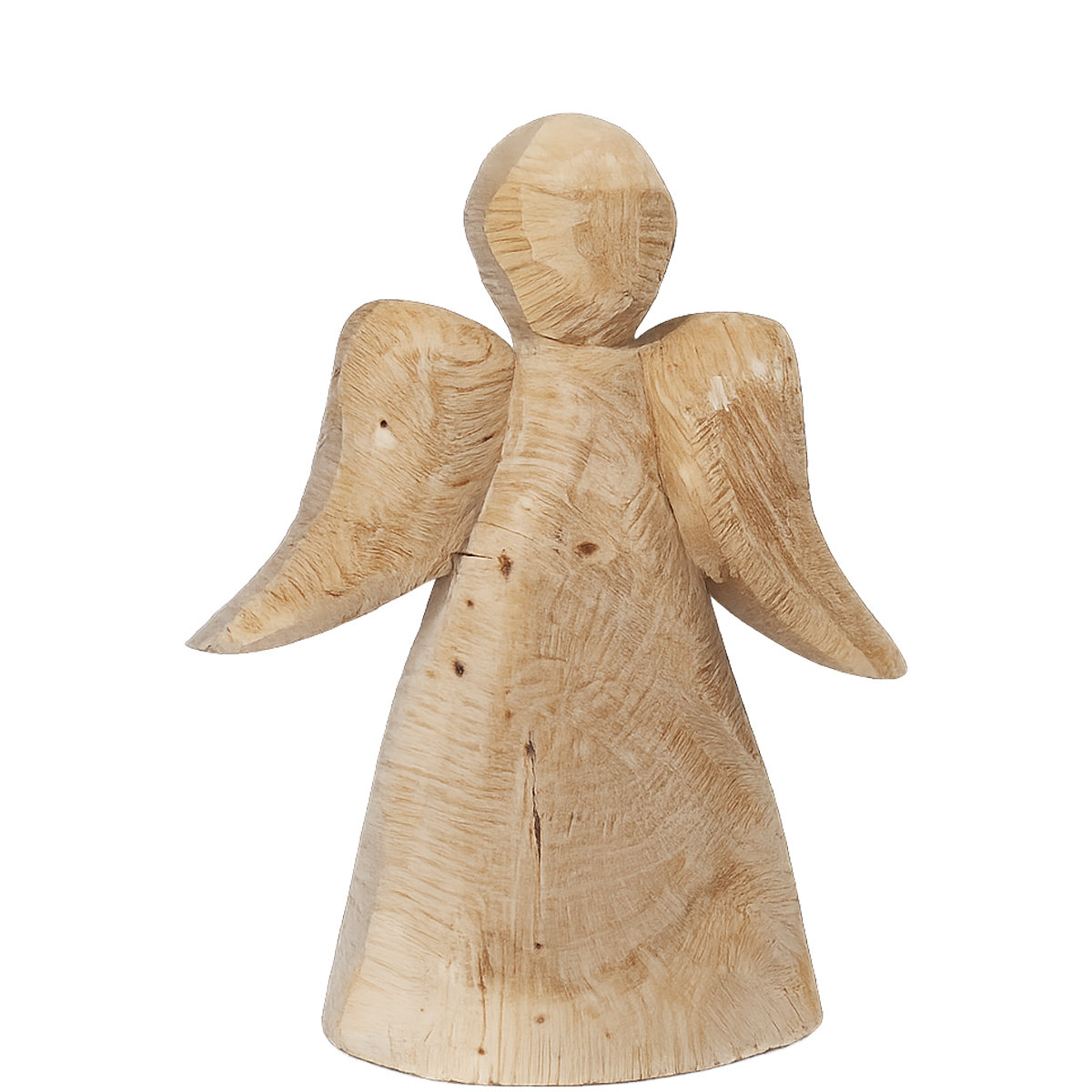 Deko Holzengel Natur, Engel aus sägerauem Pappelholz, 46cm, WMG Grünberger