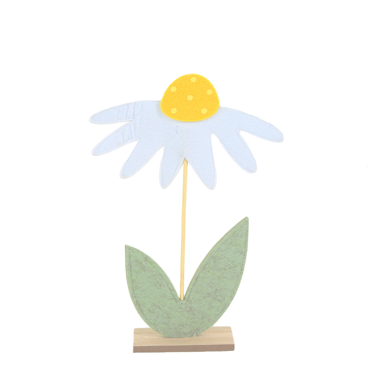 26438_01JMFCQ0X2AWM46ZD8TXH5CQF0tYEQbPvcrMFBL Deko Blume Margarite, Filzblume gelb-weiß auf Holzsockel, 27cm