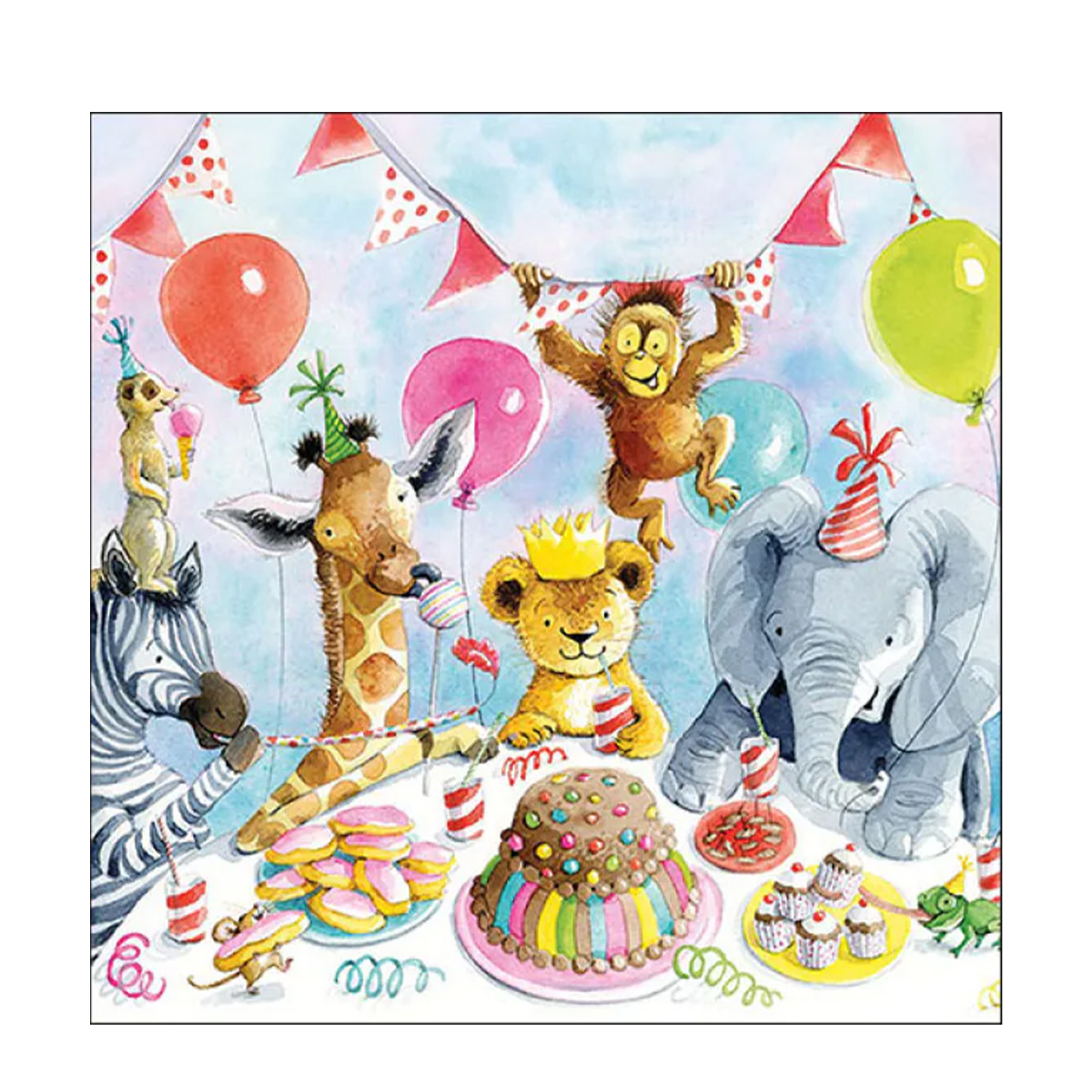 Ambiente Servietten Geburtstag, lustige Tier-Party, 33x33cm