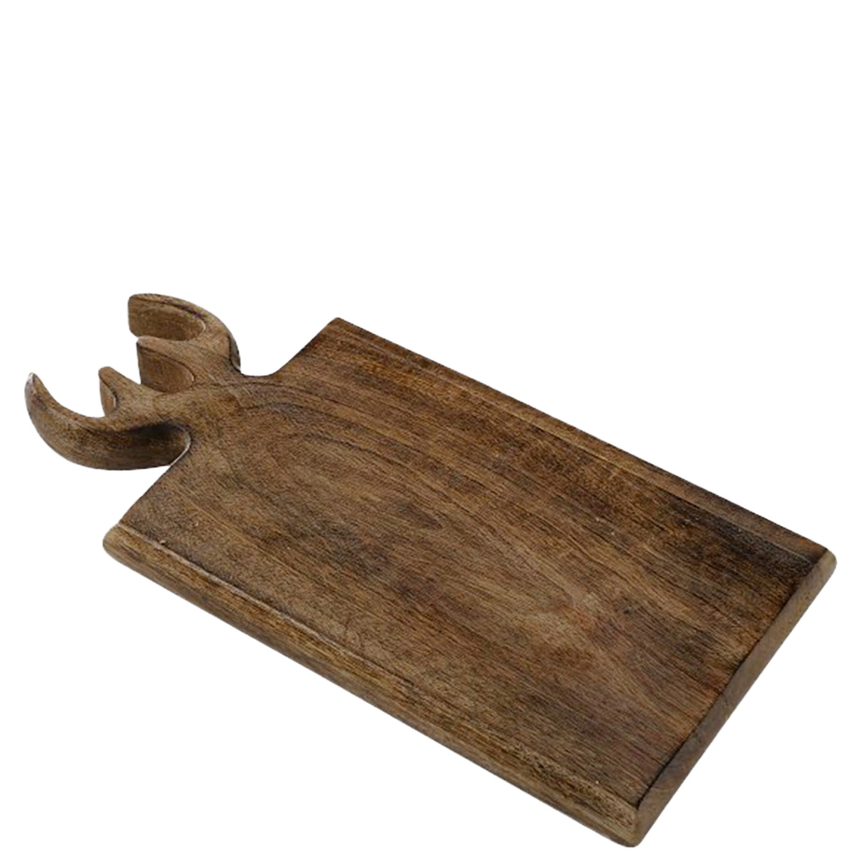 Holzbrett Vaasa, Holz Schneidebrett, Servierbrett mit Geweih, 16x32cm, Boltze Home Collections