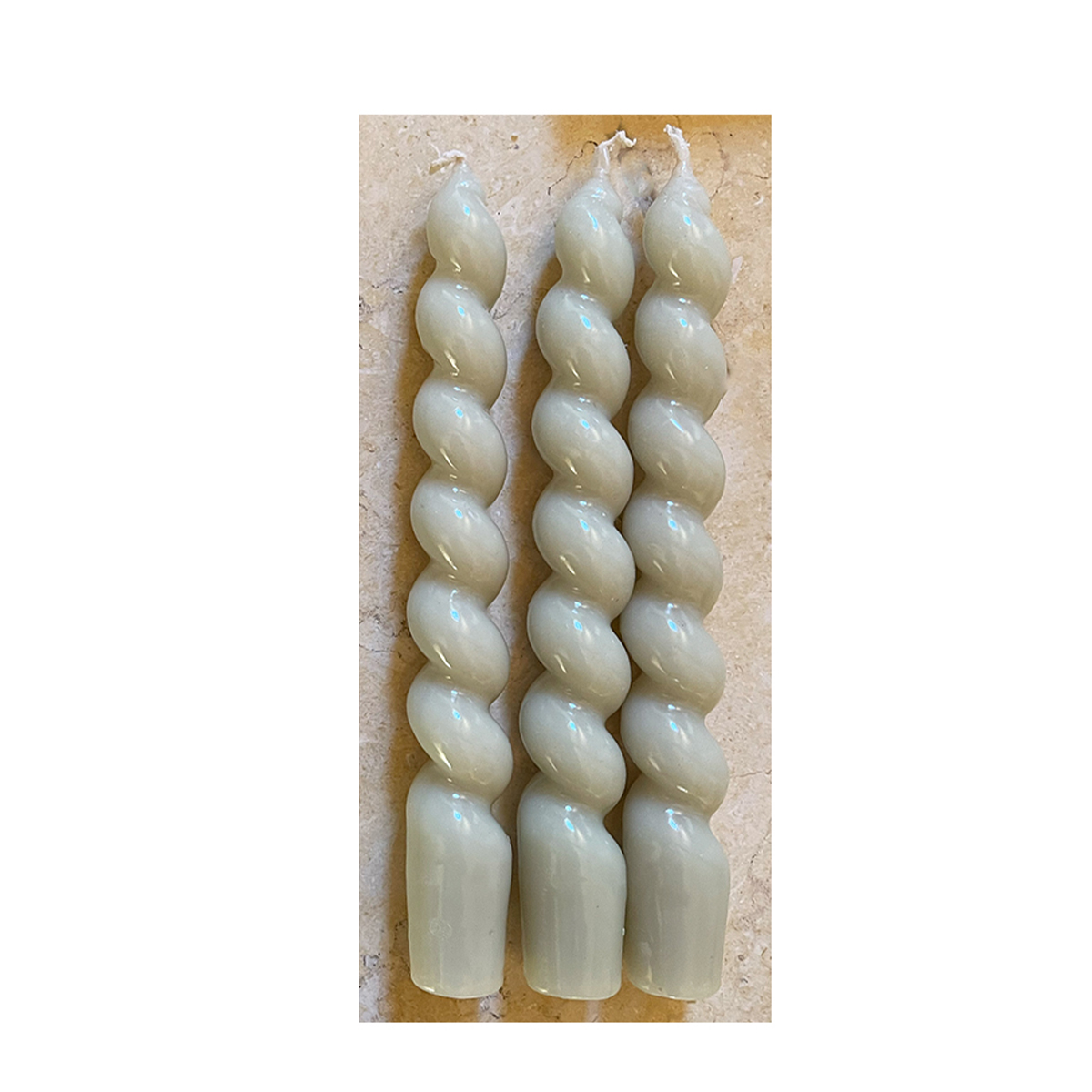 1136487_01J9RWDPXG3Y3738ZW0FD1BR06uYsejoKJpYO9b Stabkerze Twist gedreht, Spitzkerzen hellgrün glänzend, 3 St/Pack, 18cm, Mica Decorations