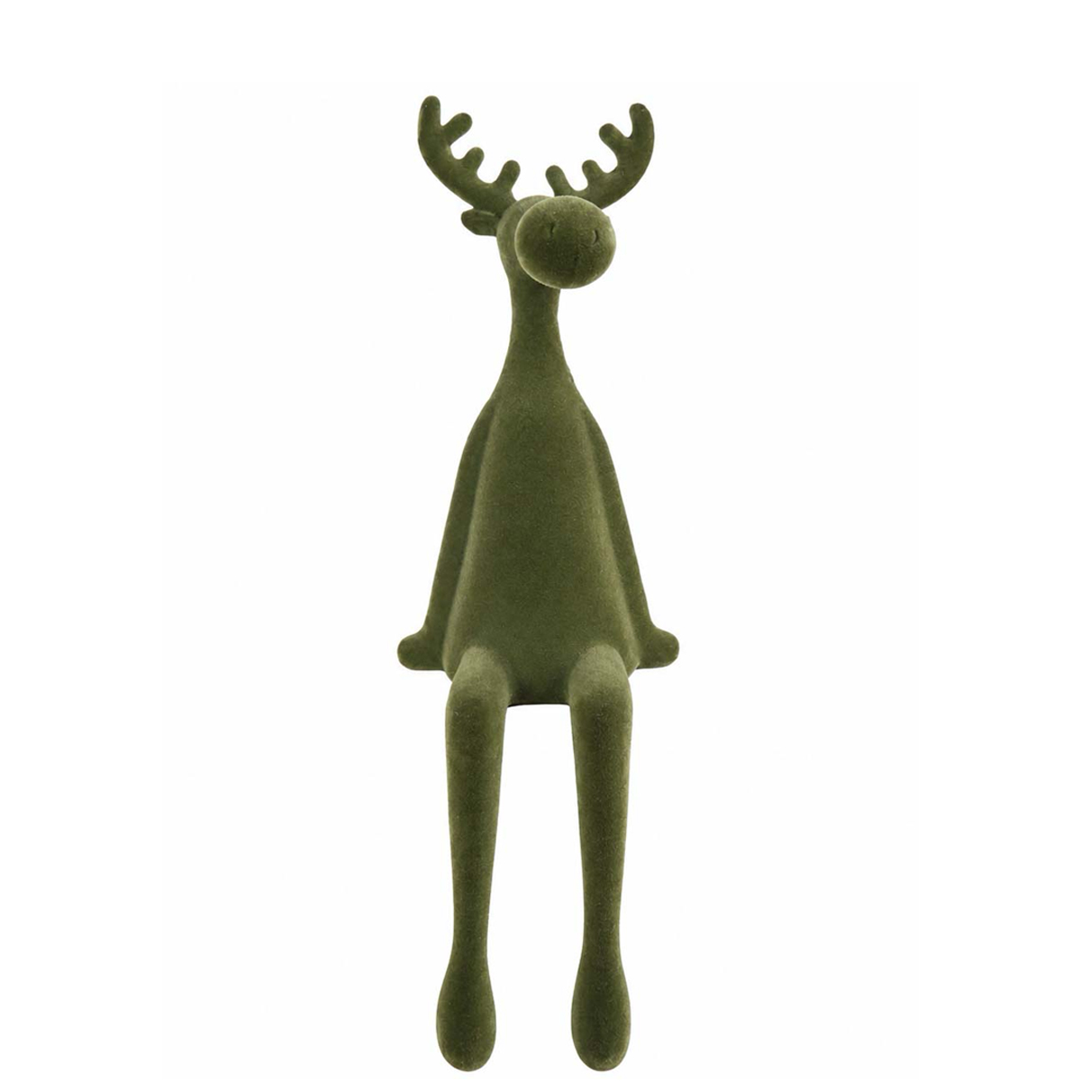 Deko Elch sitzend, Kantenhocker moosgrün, 54cm