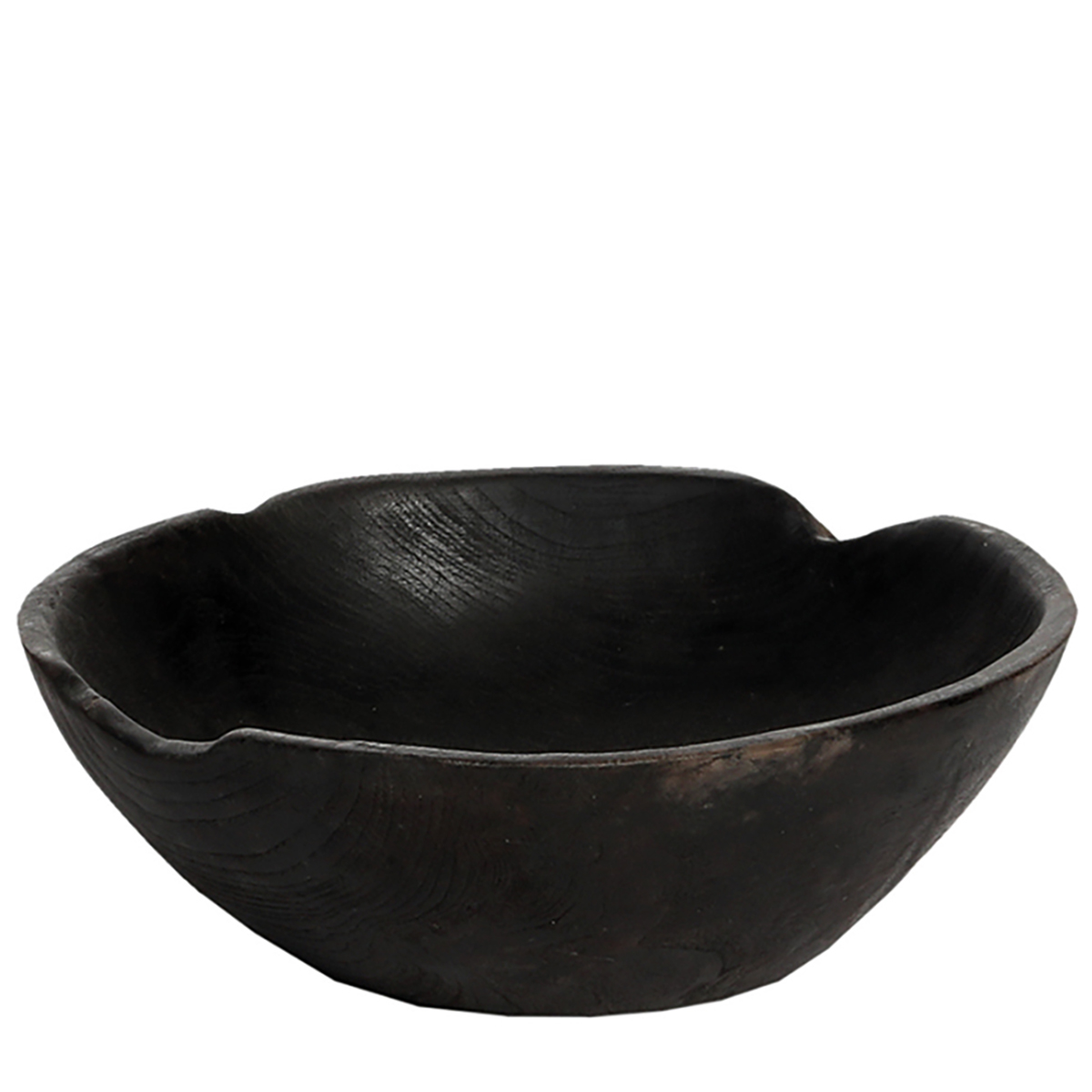 Holzschale Teak black, rustikale schwarze Naturholzschale, Ø25cm, WMG Grünberger