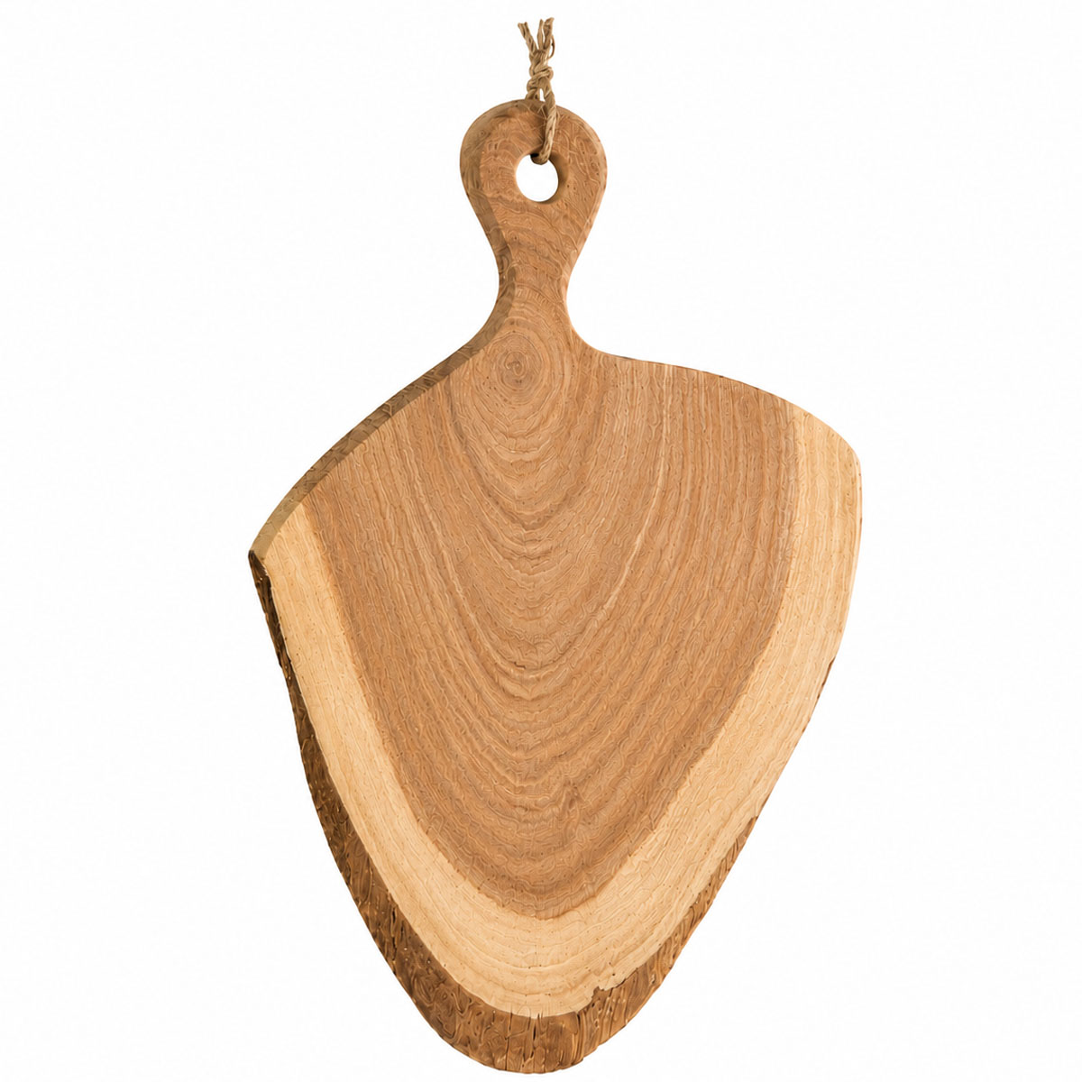 Holzbrett Akazie Natur, Tranchierbrett mit Griff, unregelmäßige Form, 48cm