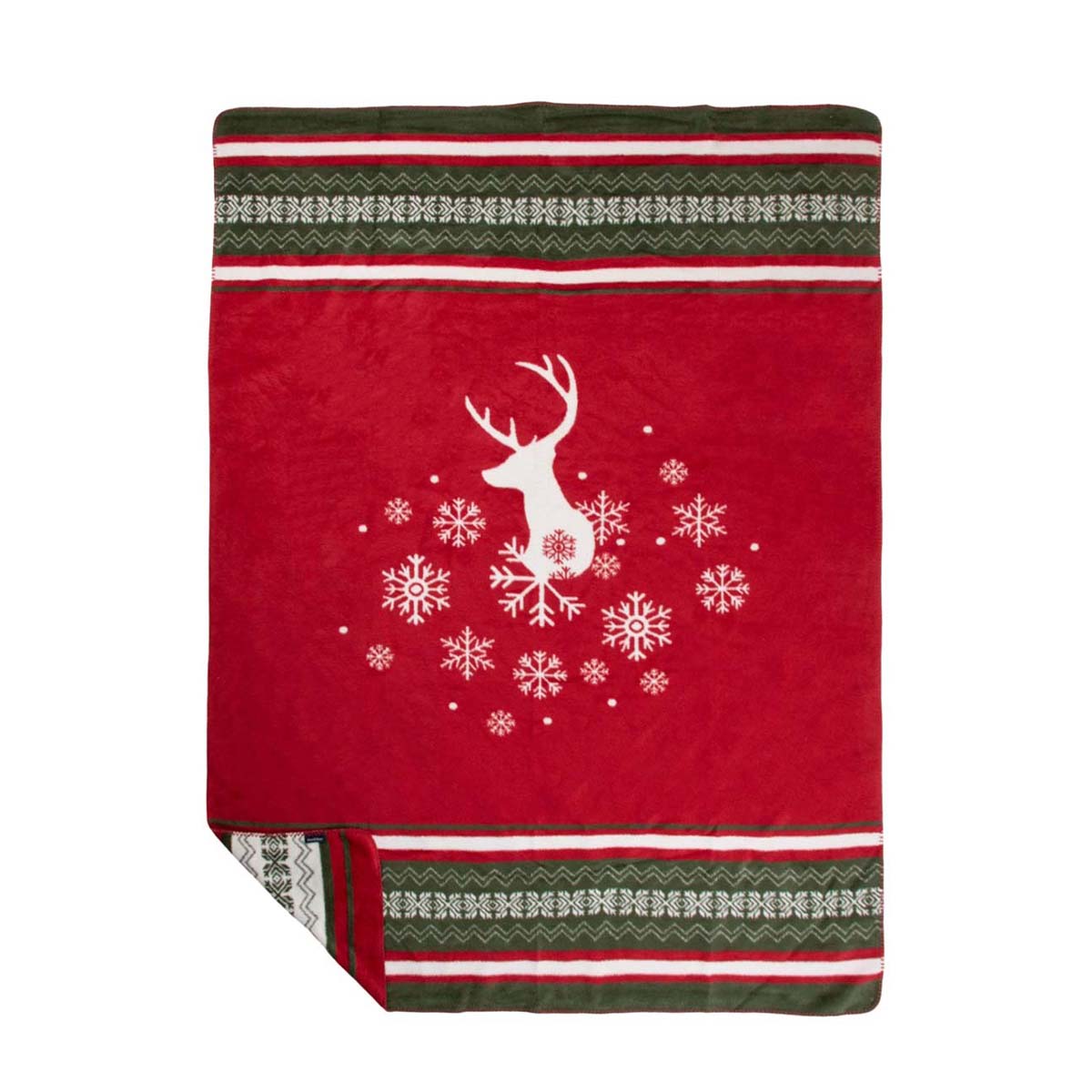 Fleecedecke Hirsch, Wendedecke Hirsch und Eiskristalle, 150x200cm, Mars & More