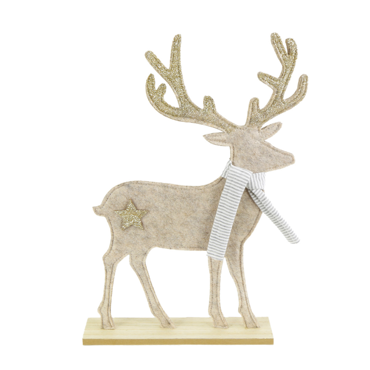 Deko Hirsch, Filzhirsch mit Schal, 39cm 