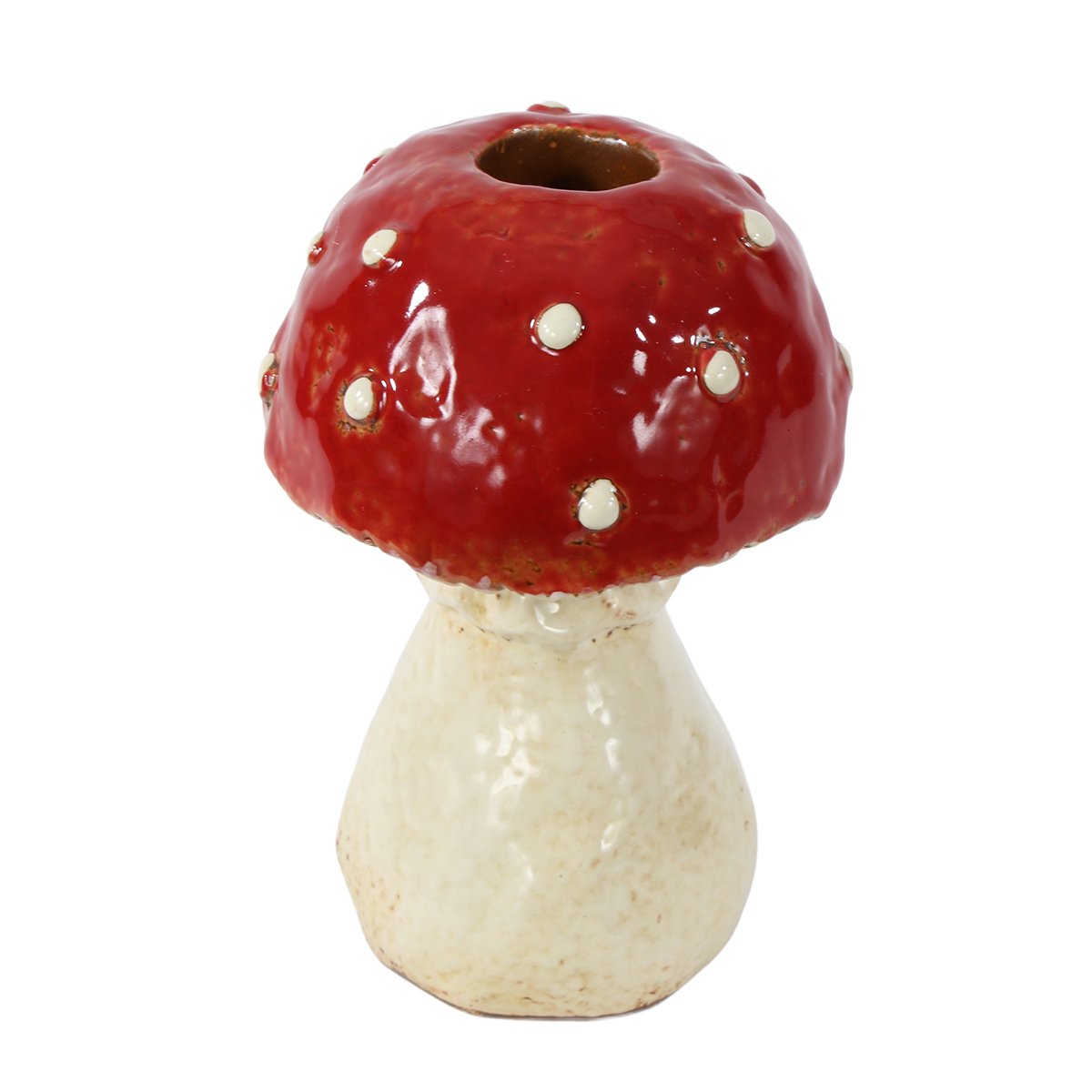 Deko Kerzenhalter Fliegenpilz, Keramikpilz für Stabkerzen, 13cm