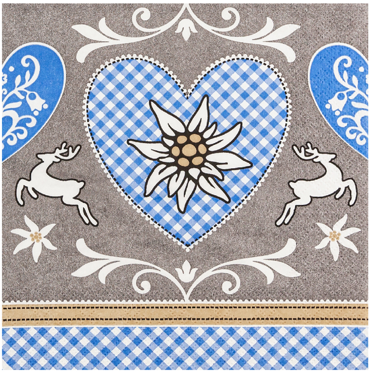 Home Fashion Papierservietten Landhaus - Hirsch und Edelweiß, Warm Welcome, 33x33cm