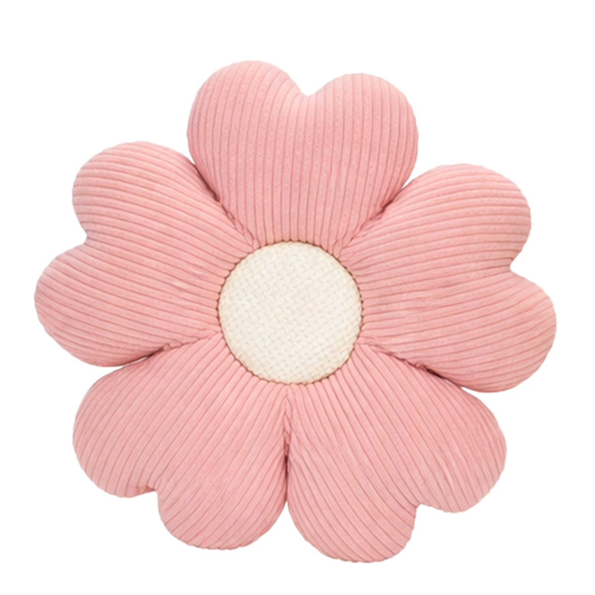 Deko Blumenkissen rosa, fröhliche rosa Blüte aus Cordstoff, Ø34cm