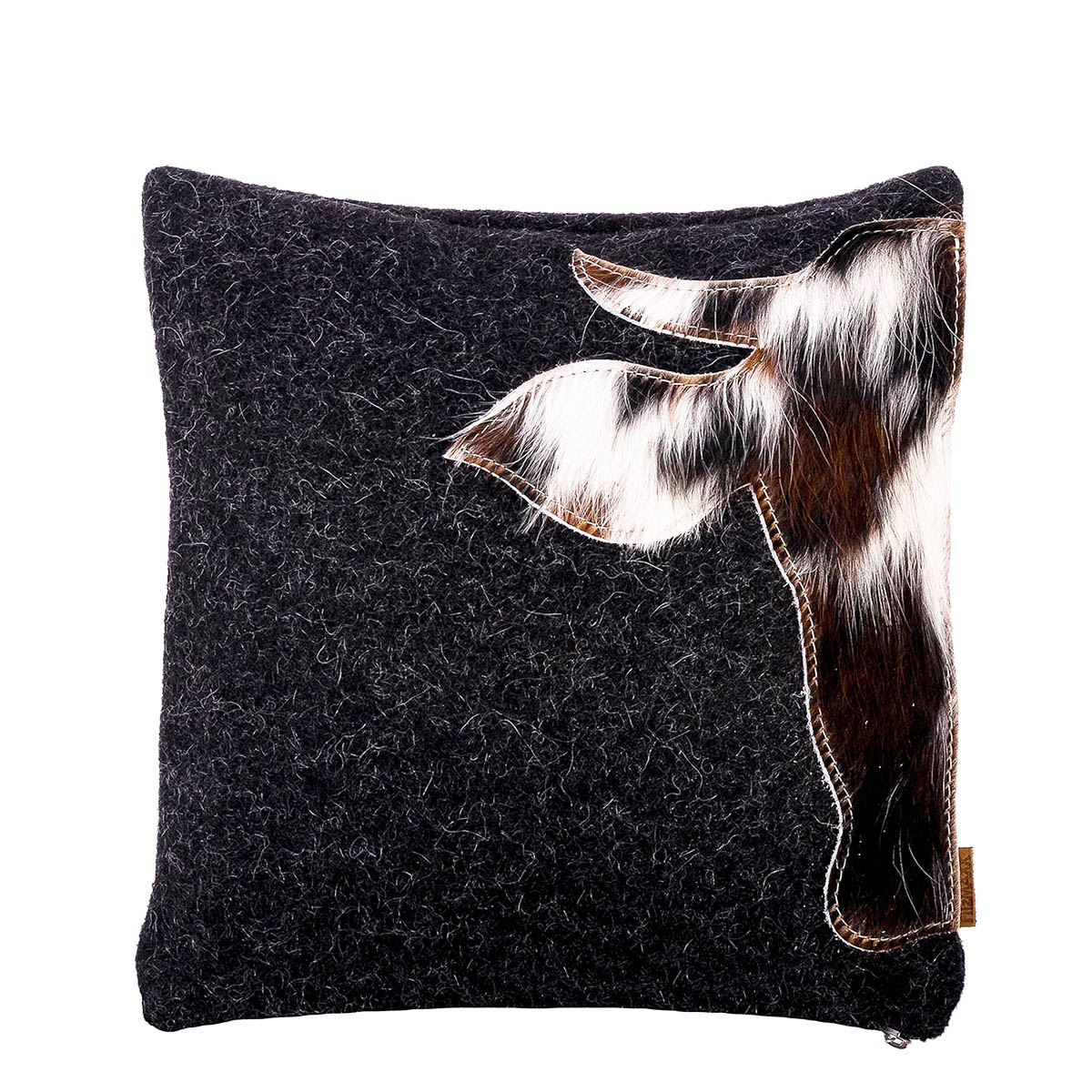 Loden Kissen mit Kuhfellapplikation anthrazit 35x35cm