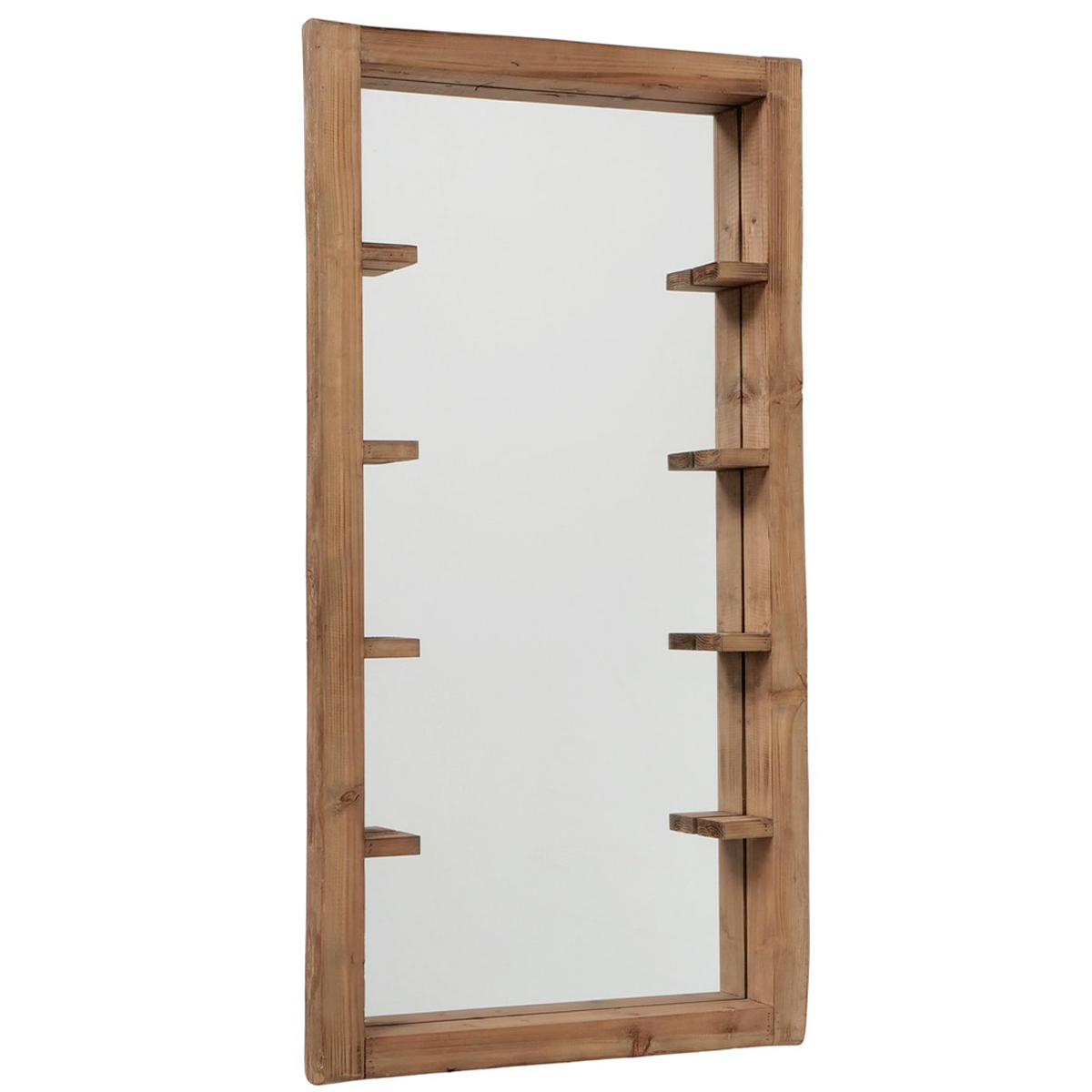 Wandspiegel Impressio, Holzspiegel mit kleinen Regalen, Naturholzrahmen, Boltze Home Collections
