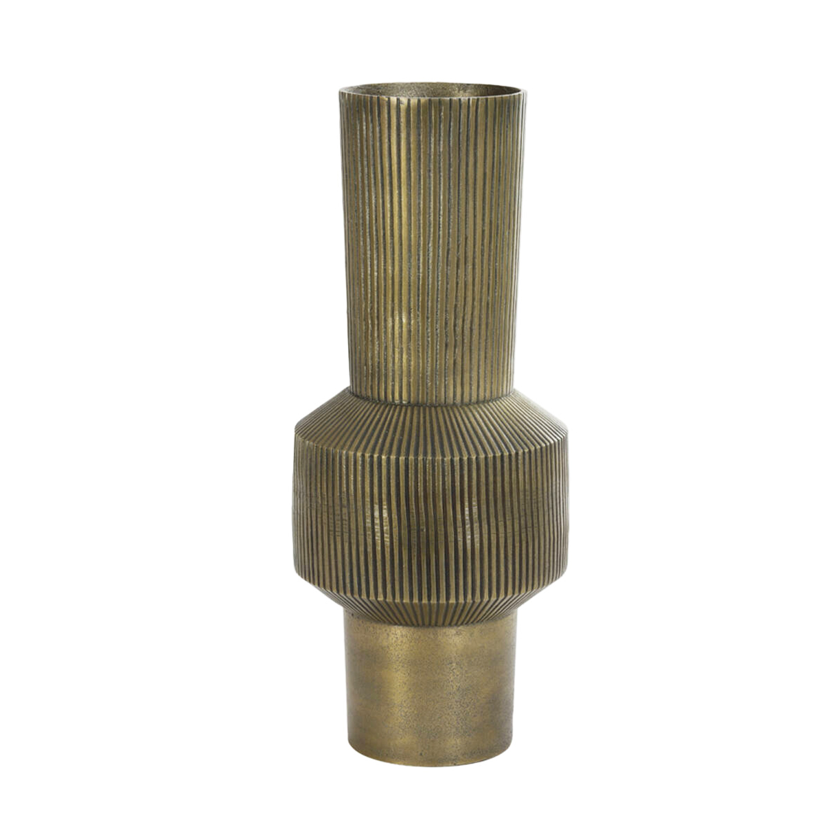Art Deco Vase BENZO, antik-bronze Metallvase, Light & Living